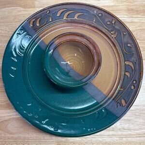 Art Pottery Serving Dish Chip And Dip Crudites Signed Vic Duffhues Ladysmith BC